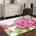 thumbnail image 3 of Spring Flowers Area Rugs 4x6 ft Pink Hydrangea Watercolor Leaf Washable Rug Non Slip Indoor Carpet Absorbent Floor Mat for Living Room Bedroom Dining Room, 3 of 9