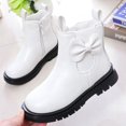 thumbnail image 7 of Lutiedan Girls Ankle Boots with Side Zipper Comfort Slip-Resistant Shoes Bow Decor Princess Boots for Toddler Little Big Kids,White,33, 7 of 7