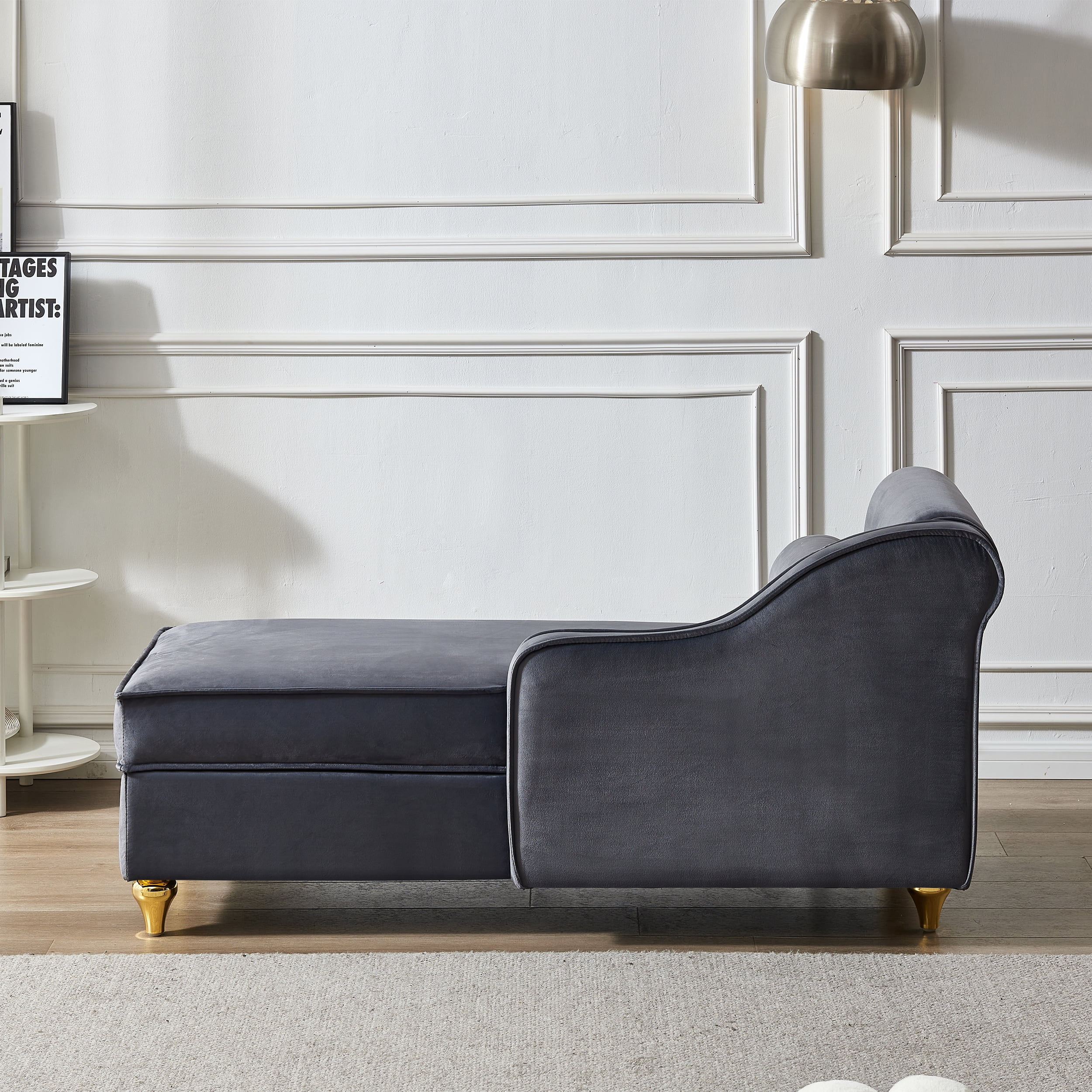 DEALTOPS Futon Sofa Chair with Storage Lounge Couch Modern Upholstered Sofa Recliner Lounge Chair for Living Room- Gray