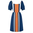 thumbnail image 6 of Navy White & Orange Vertical Power Stripe Sleeveless Dress Women's summer long dress evening dress women, 6 of 6