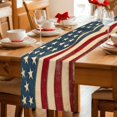 thumbnail image 6 of Retro American Flag Print Red Blue Table Runner 90 Inches Long,Kitchen Dining Tablerunners Patriotic Star and Stripe Linen Table Runners Dresser Scarves for Home Dinner Wedding Holiday Party Decor, 6 of 9