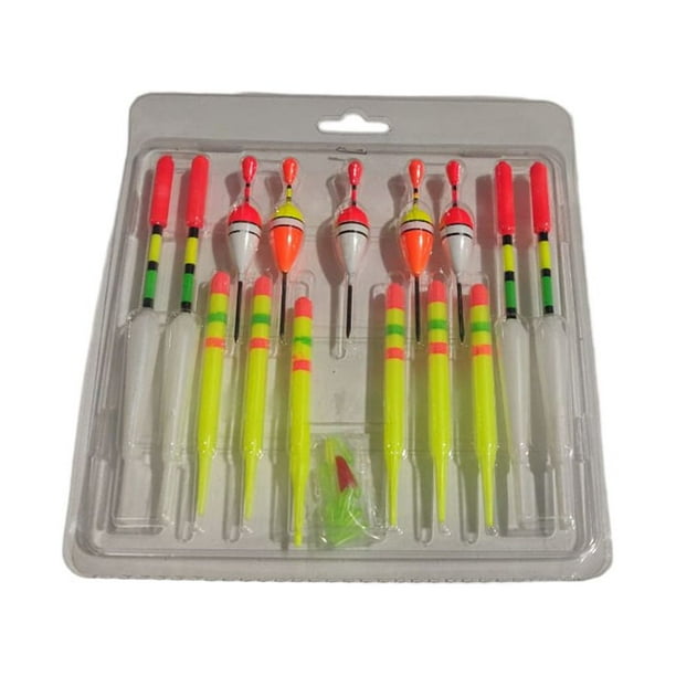 ZGDEIWGF 15 Bouées De Pêche + 2 Sifflets – 8/10/15cm Multicolore, Flotteur Plastique Durable – Kit Pêche Eau Douce/Mer