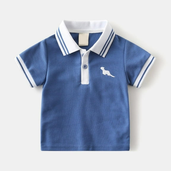 Toddler Boys' Polo Shirt Blue Shirt for Boys Summer Shirt Short Sleeve Polo Shirts for Boys 3-4 Years