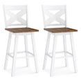 thumbnail image 1 of Gymax 29'' Swivel Barstools Set of 2 w/Backrest Large Seat Footrest for Kitchen Island White & Walnut, 1 of 8