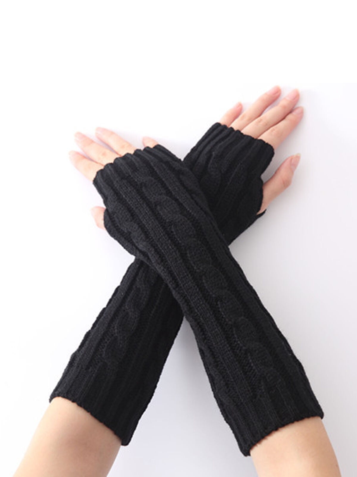 Newly Women Winter Wrist Arm Hand Warmer Knitted Long Fingerless Gloves Mitten 