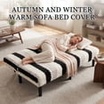 thumbnail image 4 of Eurhowing Armless Sofa Cover, Fuzzy Plush Non-Slip Futon Slipcover, Fall Winter Thick Sofa Bed Furniture Protector, Loveseat, Black, 4 of 10
