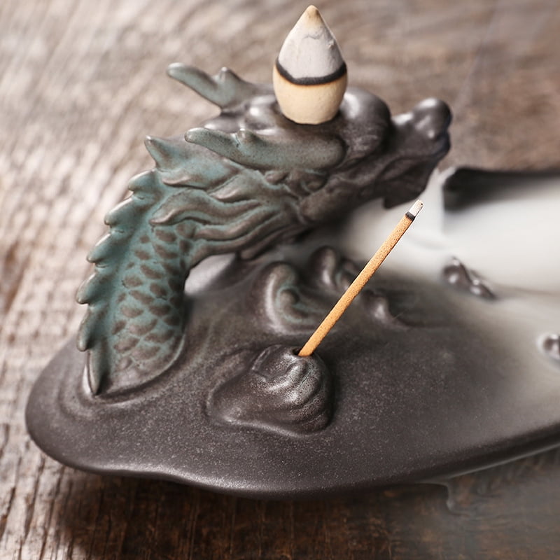 Incense Holder Creative Smoke Backflow Incense Burner Incense Holder Ceramic Dragon Censer Home Decor Ornaments Incense Burner