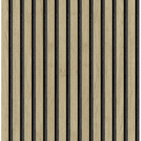 Roommates Studio Cream Oak Slat Peel and Stick Wallpaper 30.75 Sq. ft