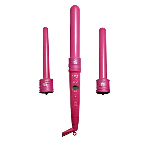 19 25 32mm 3pc Digital Twister Trio Set Digital Curling Wand 3 Interchangeable Barrels Pink