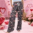 thumbnail image 5 of Women's Fashion Pocket Valentine's Day Print Stretch Adjustable Drawstring Wide Leg Pants, Elastic Waist Holiday Pants, Casual Lounge Wear for Women,Dark Gray,2XL, 5 of 6