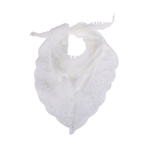 Unique Bargains Solid Color French Lace Triangle Bandana 1 Pc Pure White