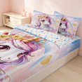 thumbnail image 3 of Erosebridal Kawaii Unicorn Zipper Queen Comforter Set with Fitted Sheet and 2 Pillowcases for Girls, Watercolor Hearts Rainbow Zipper Bedding Set, Colorful Stars Reversible, 3 of 7