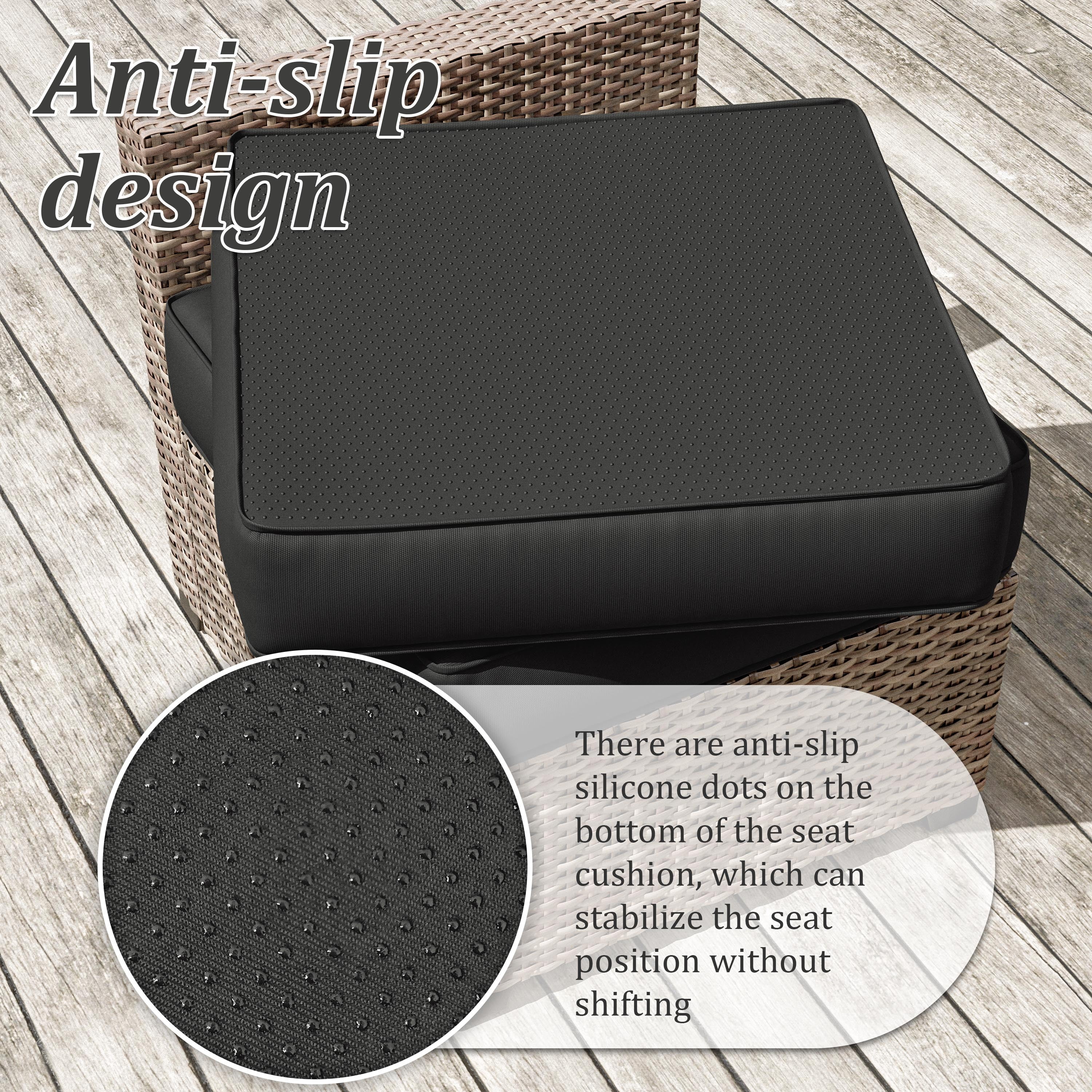 Kimunuk 9Pcs Outdoor Slipcovers for Cushions, Waterproof Patio Cushion Replacement Covers with Zipper for 4-Seat Patio Furniture Set, Black