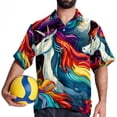 thumbnail image 4 of Robot Unicorn Attack Men's Short Sleeve Poplin Shirt, Casual Printed Button Down Top for Summer Beach, Spread Collar Unisex Beach Shirt, 4 of 6