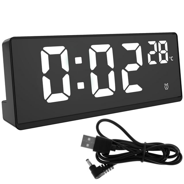 HLONK Réveil Numérique Affichage LED Horloge Numérique Réveil de Chevet avec Répétition pour Chambre Recharge USB à Intensité Réglable 7”