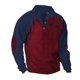 thumbnail image 1 of Blusa y camisa de manga larga con cuello alto para hombre, estilo casual, con estampado de palmeras color cacao, deportiva, con cuello alto, botones y patchwork, de poliéster., 1 of 5