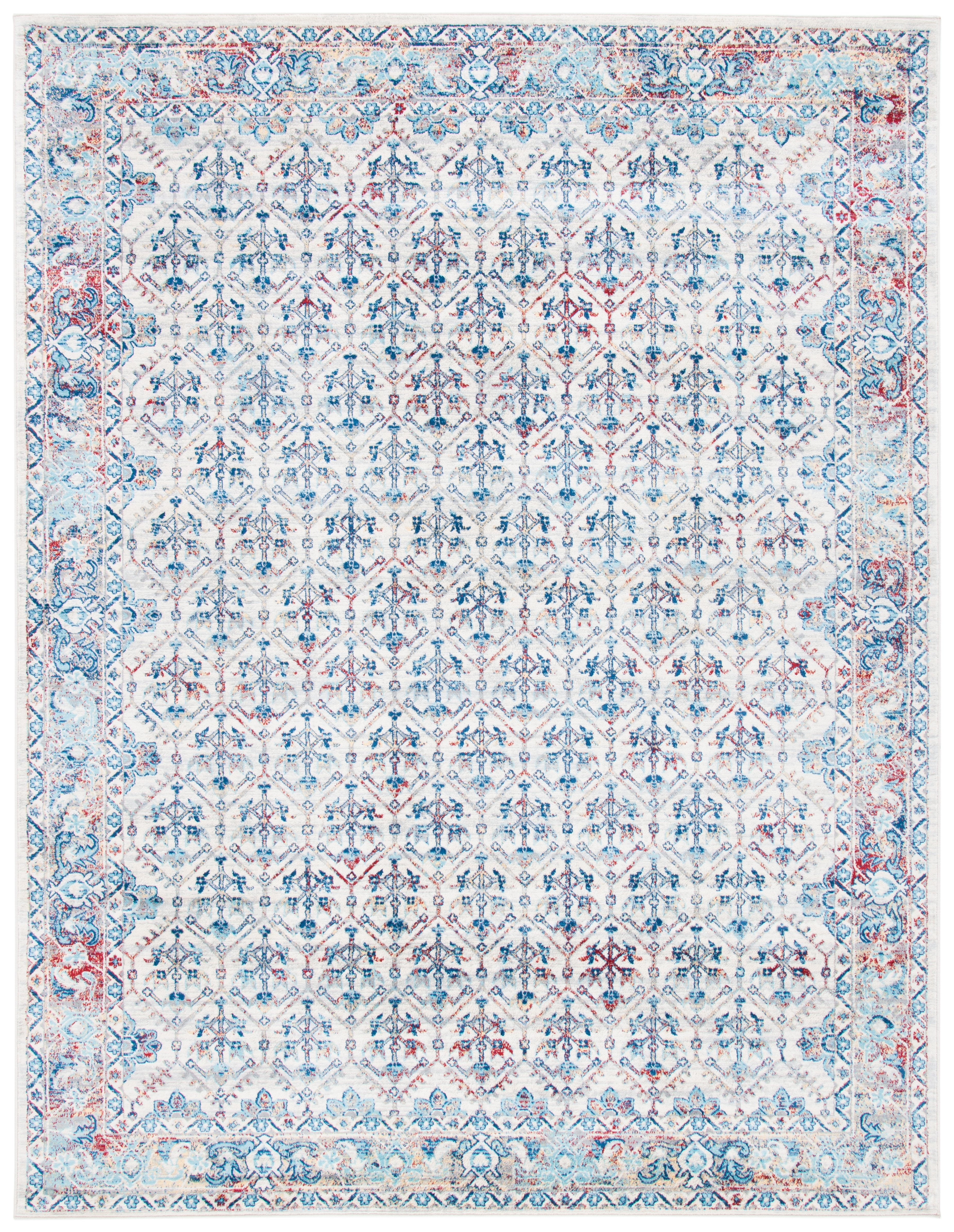 SAFAVIEH Brentwood Pompeii Geometric Area Rug, Ivory/Blue, 9' x 12'
