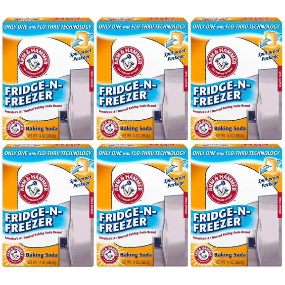 (6 pack) ARM & HAMMER Baking Soda Fridge-n-Freezer Odor Absorber, 14 oz Box