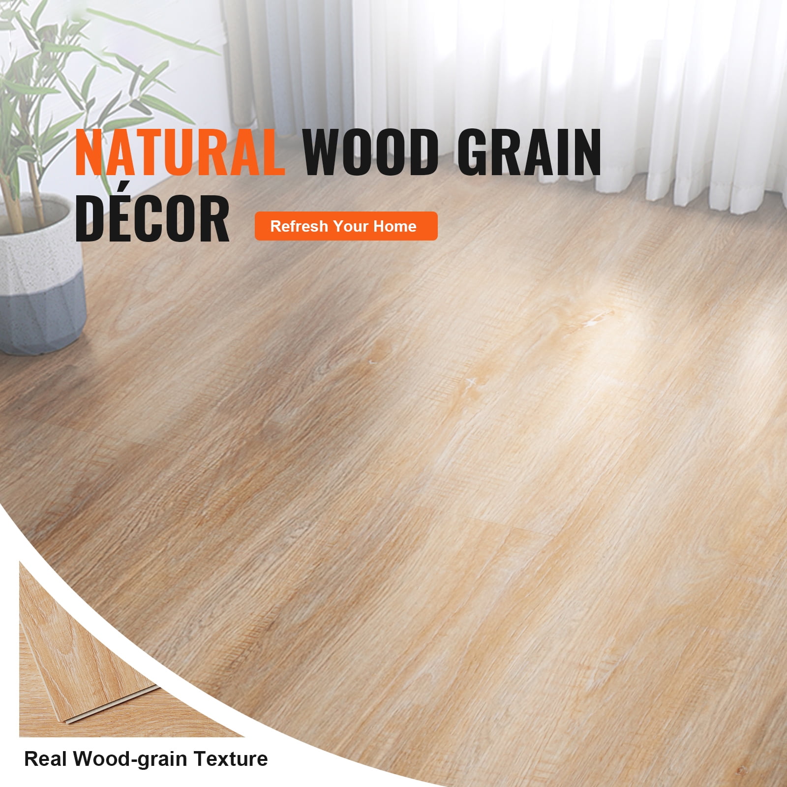 SKYSHALO 10 Pieces Interlocking Vinyl Floor Tiles Natural Wood Grain 5.5mm Thick