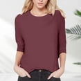 thumbnail image 3 of SNKSDGM Plus Size Tops for Women 4X-5X Long Sleeve Women's Casual 3/4 Sleeve T Shirts Round Neck Cute Tunic Summer Tops Basic Tees Fall Blouses Loose fit Pullover Summer Tops for Women 2025 Work, 3 of 5