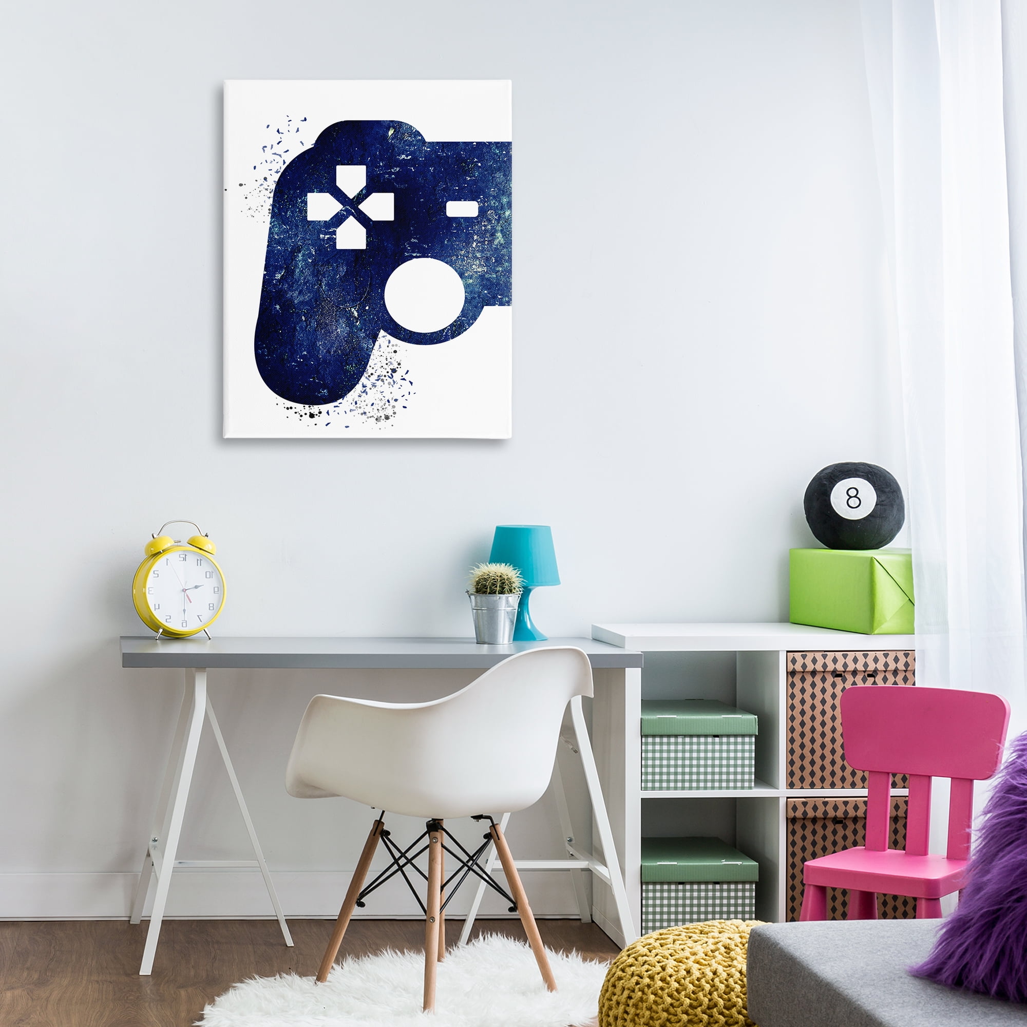 Stupell Industries Distressed Controller Outline Entertainment Painting Wrapped Canvas Art Print Wall Art, 30 x 40
