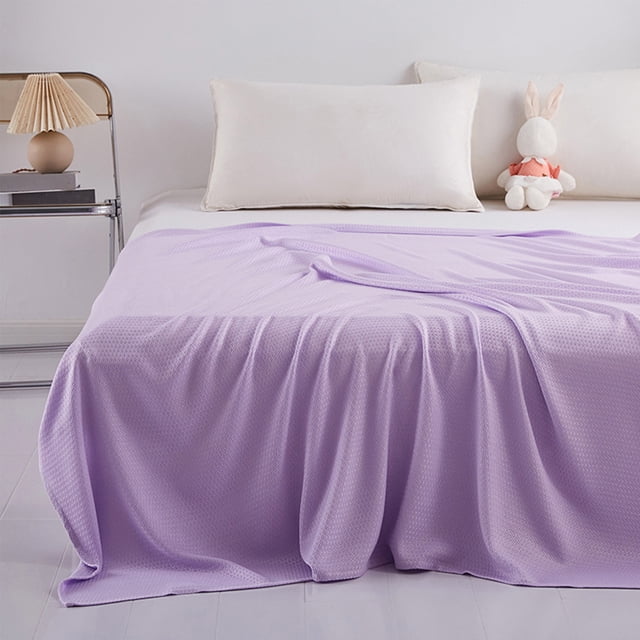 Cooling Blanket Summer Fiber Blanket Throw | Ice Silk Breathable Coverlet for Heat Relief | Moisture Wicking Lightweight Blanket for Sleeping, Travel, Couch, Sofa, and Car Use