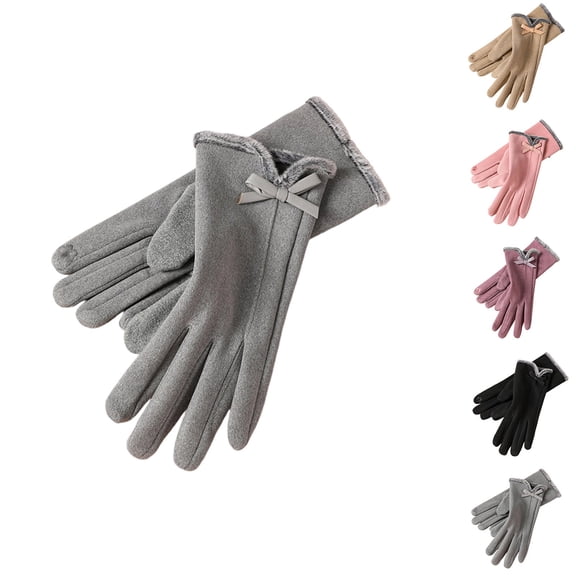 BXJX Womens Winter Gloves, Fleece Lined Outdoor Windproof Thermal Ladies Cycling Gloves Gray Size Free Size
