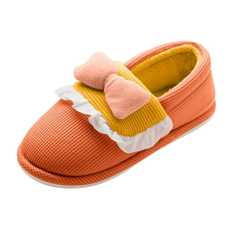 

nsendm Slipper Boots for Women Outdoor Cute Bow Tie Lippers For Women Winter Warm Memory Foam Ballet Slippers Women Orange 8