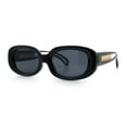 thumbnail image 5 of Womens Metal Chain Jewel Arm Oval Rectangle Mod Plastic Sunglasses All Black, 5 of 7