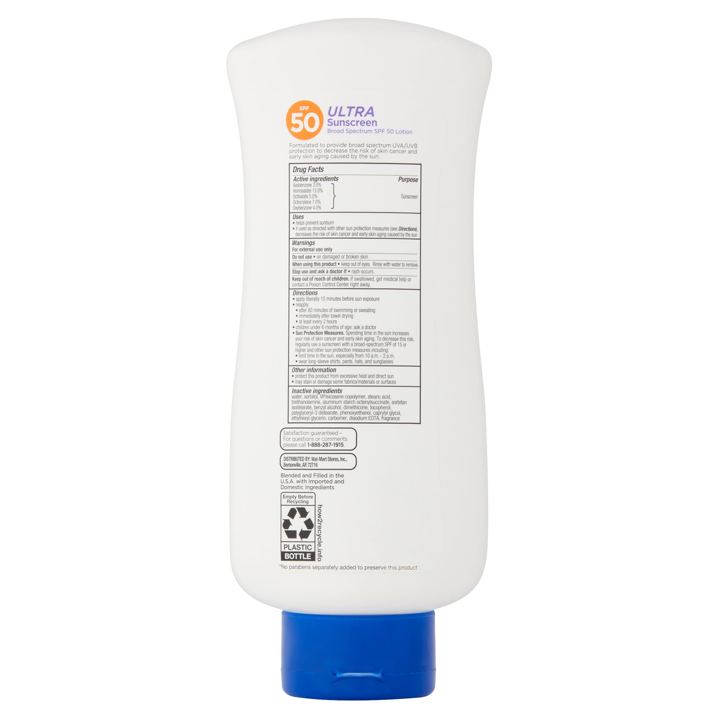 Equate Ultra Sunscreen Broad Spectrum Lotion, SPF 50, 16 fl oz