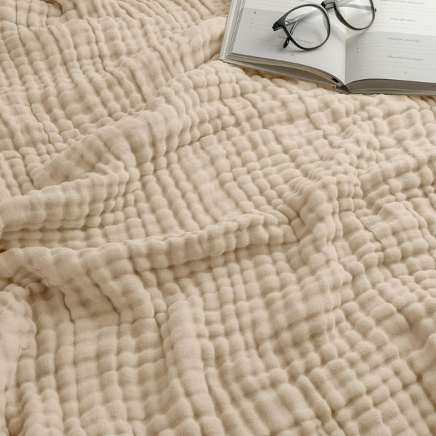 Manta de muselina Comfy Cubs, 100% algodón, 150 x 200 cm, color beige
