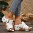 thumbnail image 2 of DAFEI Sandales Mules à Talon Compensé en Liège pour Femmes, Simples, en Cuir, à Bout Ouvert, Mules Colorées, Chaussures Décontractées Confortables pour l'Extérieur, 2 of 7
