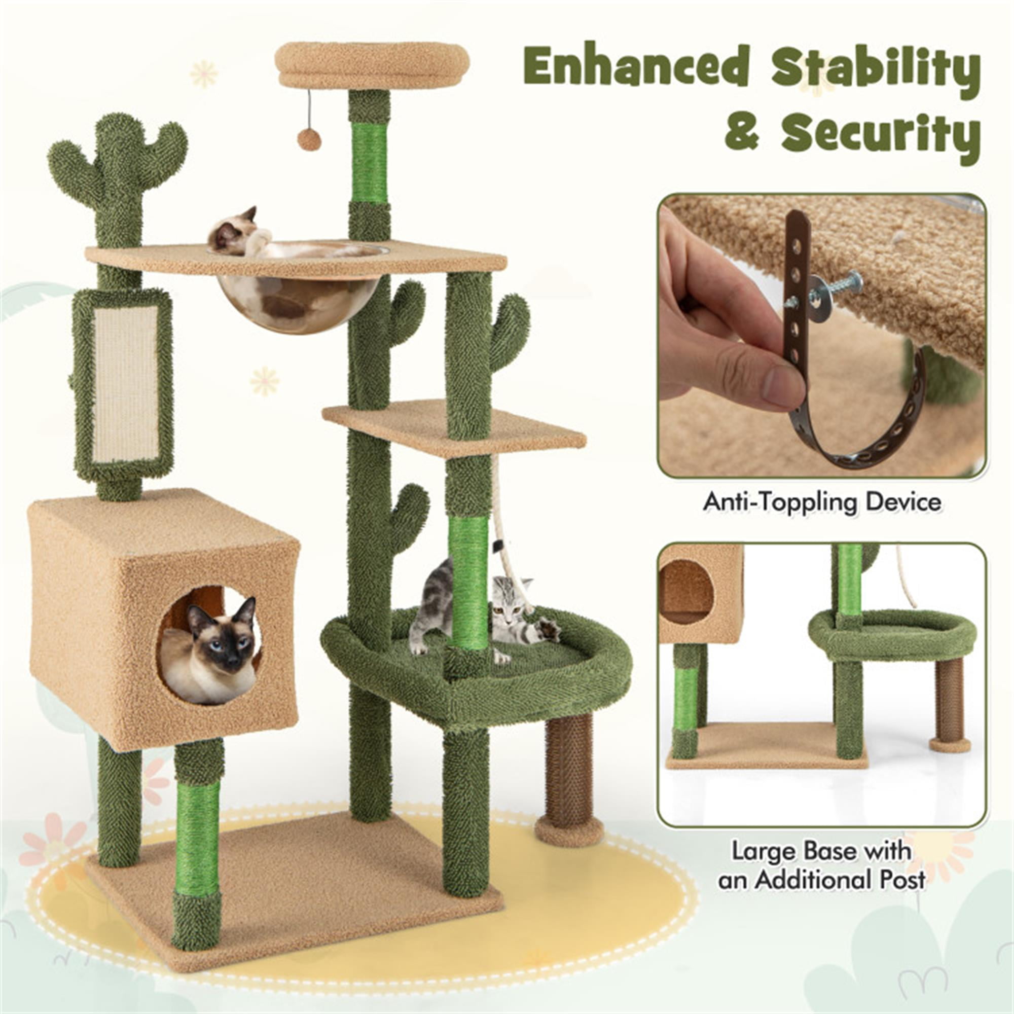 Pefilos 59" Cactus Cat Tree Tower for Indoor Cats, Multi-Level Cat Condo, Cat Tree House with Space Capsule, Sisal Scratching Posts and Board, Green Pefilos 59" Cactus Cat Tree Tower for Indoor Cats, Multi-Level Cat Condo, Cat Tree House with Space Capsule, Sisal Scratching Posts and Board, Green