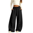 thumbnail image 4 of CPNG Girls Curved Barrel Sweatpants Solid Color Wide Leg Elastic High Waist Casual Pants Loose Street Style Jogger Pants, 4 of 9