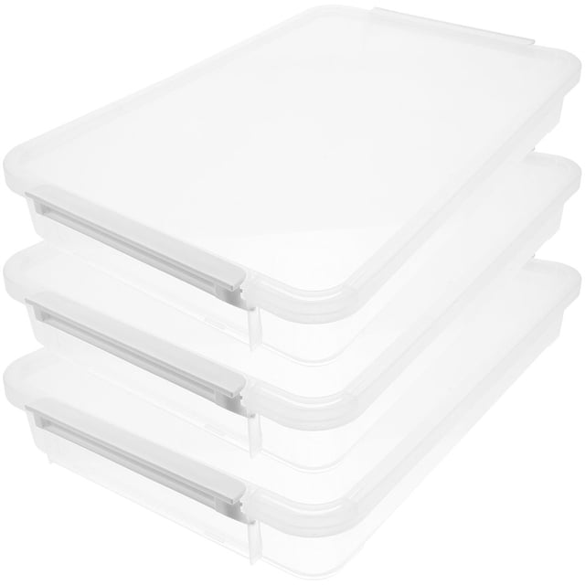 LNGOOR 3 Pcs Clear Storage Containers with Lids File Stacking Boxes Office