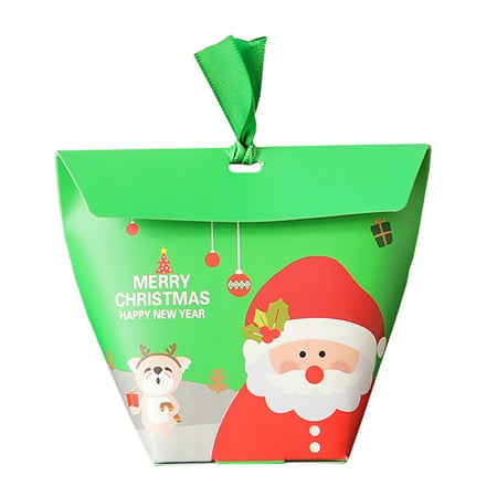 Christmas Eve Gift Bags 10 Pcs Christmas Gift Boxes Candy Box Party Favor Christmas Eve Box Xmas Party Bags Gift ()