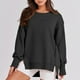 thumbnail image 3 of Sudadera Sudadera con cuello redondo para mujer, sudadera informal de manga larga, jerséis holgados, Tops Kuymtek Negro T S para Mujer, 3 of 6