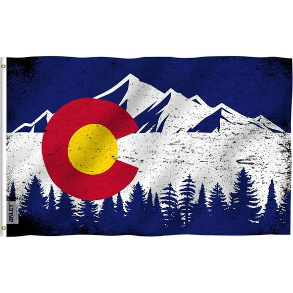 Anley Fly Breeze 3x5 Foot Colorado State Mountain Flag - Colorado CO Vintage Flags Polyester