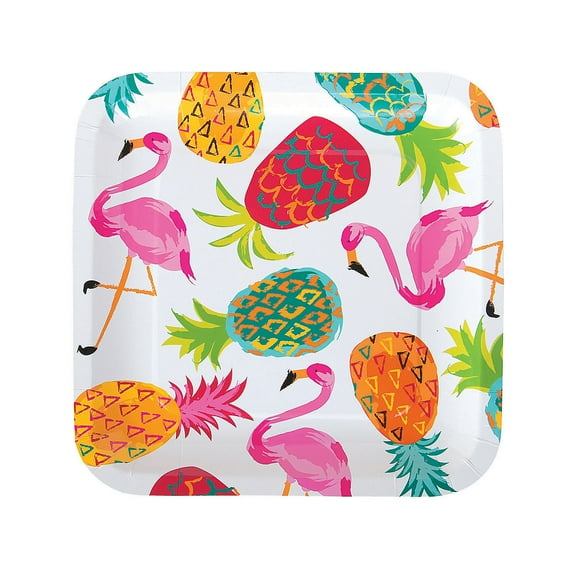 Pineapple Square Dinner Plate - Party Supplies - 8 Pieces