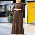 thumbnail image 2 of Fesfesfes Women Robe Loose Long Sleeve Dress Solid Ankle-length Dress Long Dress, 2 of 8