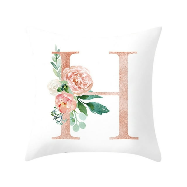 Xihbxyly Funda de Cojín con Letras Del Alfabeto, Tela de Poliéster Suave, Bordado a Una Cara, Decoración para Sofá y Silla, Sala de Estar, Dormitorio, Regalo de San Valentín, Tamaño 45 X 45 Cm.