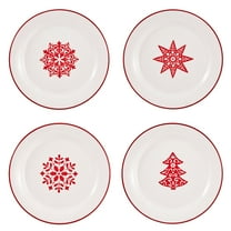 Bico Holly Jolly Salad Plates, 8.75 inch, Set of 4, for Salad, Appetizer, Microwave & Dishwasher Safe
