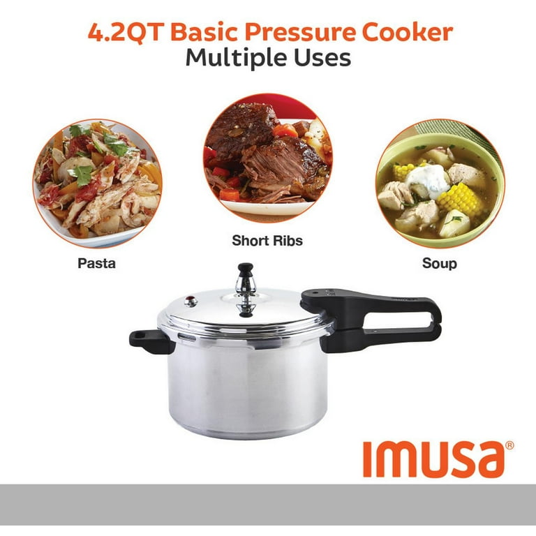 IMUSA USA 16qt Jumbo Stovetop Pressure Cooker with Regulator and Side Handles, 16 Quart, Silver