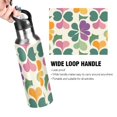 thumbnail image 4 of Yayeee 20oz Double Wall Stainless Steel Water Bottle with Flip Straw, Purple Clover Pattern, 4 of 7
