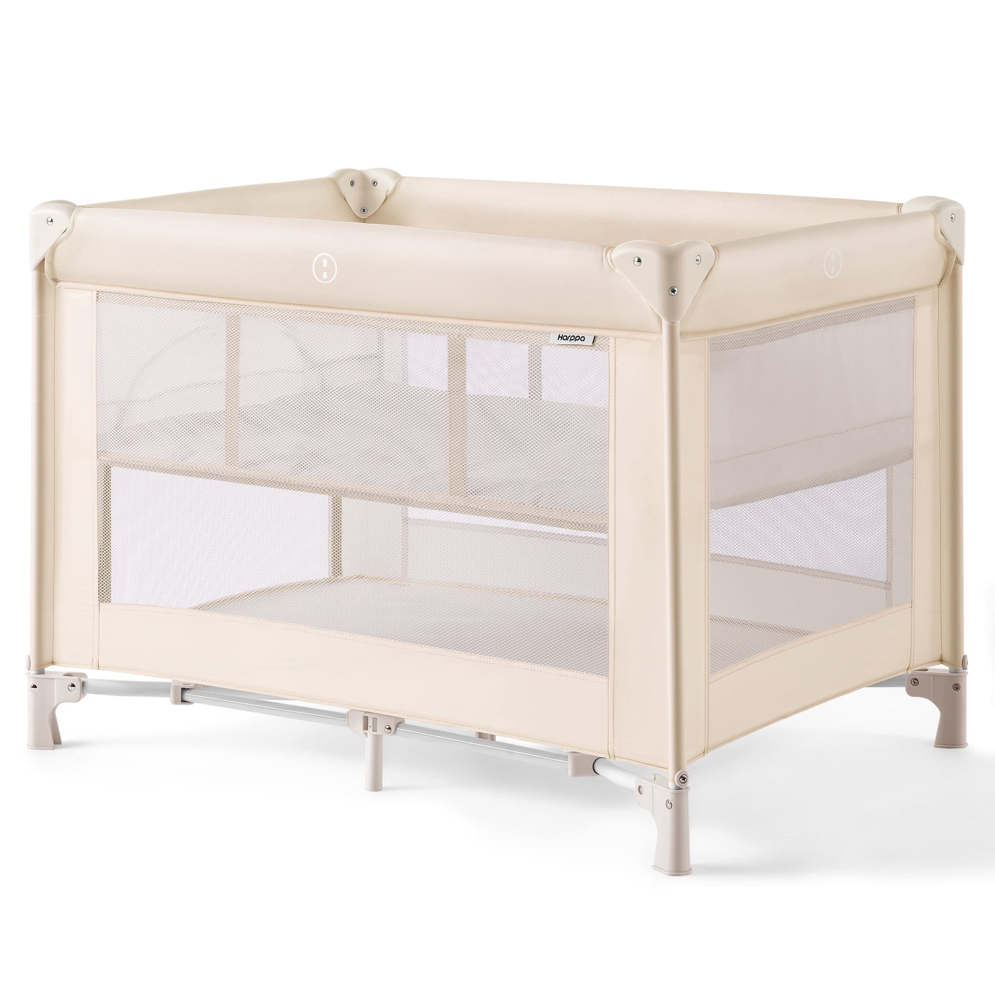 HARPPA Baby Playard with Bassinet,Pack and Play for Newborn,Portable Infant Playard,Beige