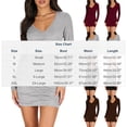 thumbnail image 3 of ClodeEU Women's Summer V Neck Long Sleeve Fitted Dress,Casual Bodycon Mini Dresses Gray,Womens Plus S, 3 of 6