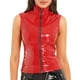 thumbnail image 4 of Chaleco de cuello alto de charol para mujer, chaqueta sin mangas con cremallera a la moda, atuendo para festivales, ropa de club con aspecto mojado, disfraz, 4 of 5