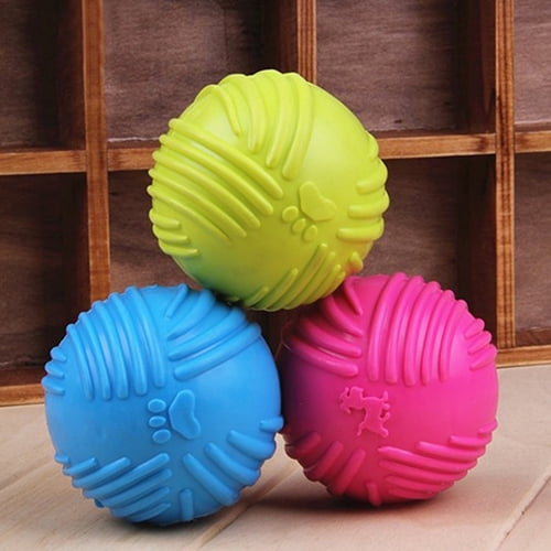 SPRING PARK Puppy Chew Toys, Dog Chew Toy Durable,Squeaky Toys Ball for Small Dog,Chew Thermo Plastic Rubber Ball,Puppy Teething Toy,Rope Ball