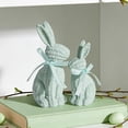 thumbnail image 3 of Rattan Effect Resin Bunny Figurines Set of 2 — Easter Table Decor, Spring Farmhouse Centerpiece Statues for Home, Indoor Easter Bunny Decorations & Gift(Green), 3 of 7