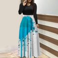 thumbnail image 2 of Dress for Women Casual,3/4 Sleeve Dress,Womens Fashion Printed Long Sleeve Round-Neck Pullover Patchwork Dress, 2 of 5